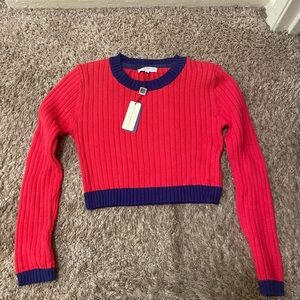 Red and blue crop top shirt